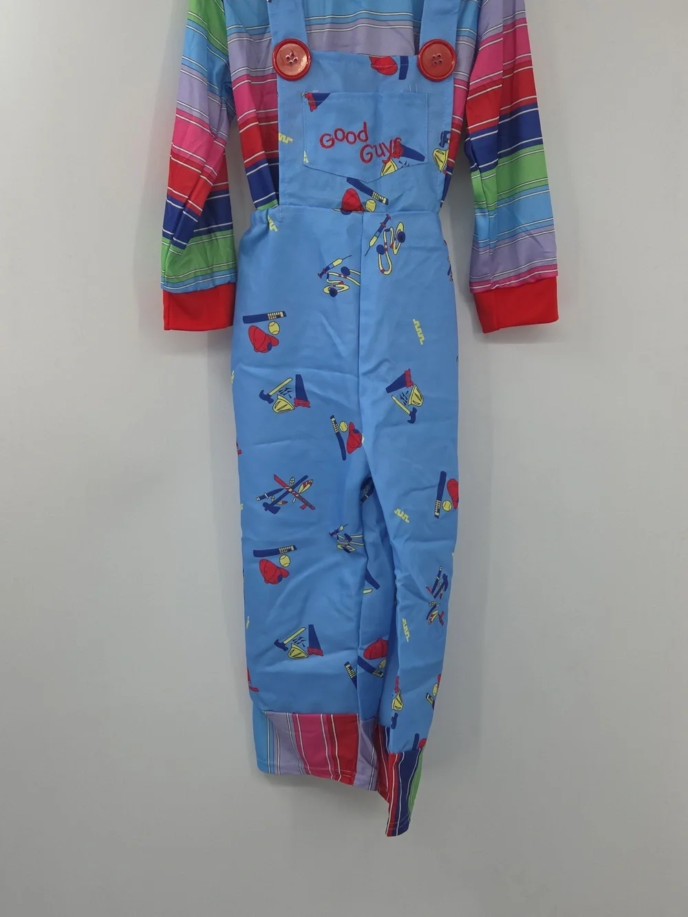 Kids Chucky Blue Striped Overalls Halloween Costume with Mask